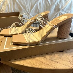Clear Strap Block Heel Sandals